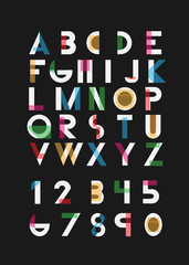 Wall Mural - Color alphabetic fonts and numbers. Vector eps10 illustrator.