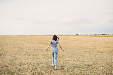 Sticker - Woman Running in Field