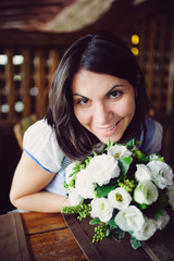 Sticker - Smiling Girl with Bouquet