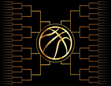Golden Basketball Icon And Bracket