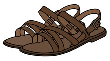 Leather Sandals / Hand Drawing, Vector Illustration