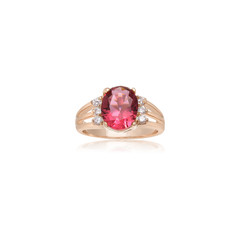 Wall Mural - Ruby Crystal Gemstone Fashion Ring in Rose Gold with Diamonds