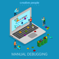 Canvas Print - menual debugging engineer debug computer flat isometric vector