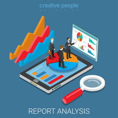 Wall Mural - mobile report analysis tool app flat isometric vector 3d