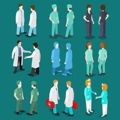 Wall Mural - medicine professional people icon set flat 3d isometric vector