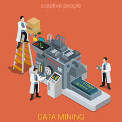 Wall Mural - data mining technology lab workers flat isometric vector 3d