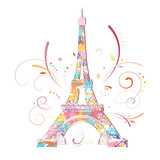 Fototapeta Fototapety z wieżą Eiffla - Eiffel tower, romantic background