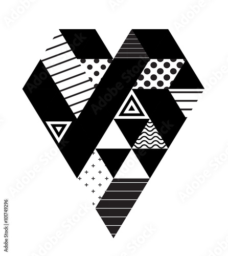Board z aluminiowym obramowaniem Geometryczne czarne serce na walentynki
