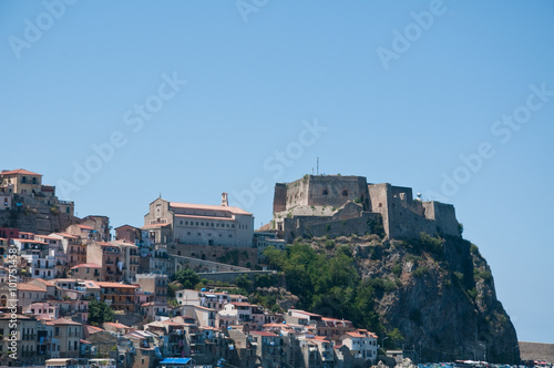 Fotografie, Obraz View from the beach of the town of Scilla, Calabria, Italy