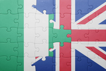 puzzle with the national flag of great britain and nigeria