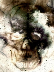 Aufkleber - Skull and fractal effect. Color space background, computer collage. Elements of this image furnished by NASA.