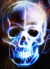 Aufkleber - Skull and fractal effect. Color space background, computer collage. Elements of this image furnished by NASA.