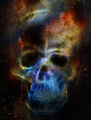 Aufkleber - Skull and fractal effect. Color space background, computer collage. Elements of this image furnished by NASA.