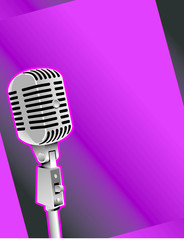 Graphic of old-fashioned microphone against purple background