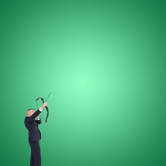 Poster - Composite image of businessman shooting bow and arrow