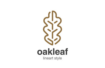 Oak Leaf Logo design vector template linear style.