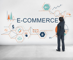 Wall Mural - E-commerce Global Business Digital Marketing Concept