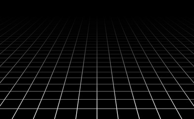 Fototapete - Fading and vanishing grid, mesh 3d abstract background
