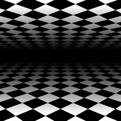 Poster - Vanishing checkered surface. 3d surface in perspective. Vector b