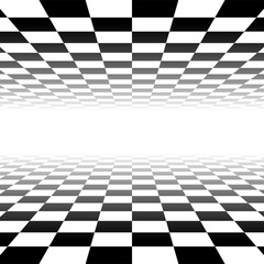 Poster - Vanishing checkered surface. 3d surface in perspective. Vector b