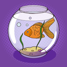 Goldfish In Fishbowl Pop Art Style Vector