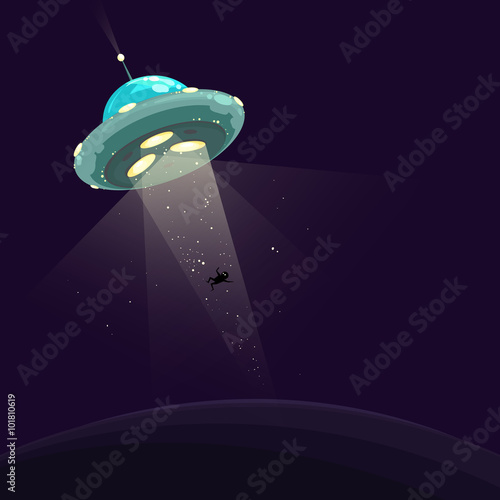 Plakat na papierze fotorealistycznym Człowiek uprowadzony przez UFO