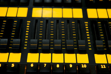 Wall Mural - Sound mixer control panel, closeup.