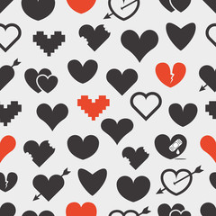 Aufkleber - Different abstract hearts seamless pattern