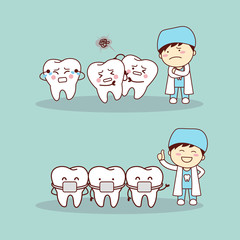 Wall Mural - cute cartoon tooth braces