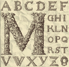 Ornamental Letter Alphabet / Vintage/ Vector Illustration