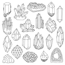 Hand Drawn Line  Crystal, Mineral, Gem