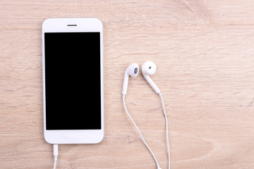 Poster - Blank screen smartphone with earphone