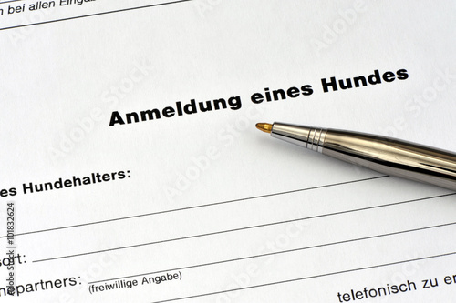 Anmeldung Eines Hundes Hundesteuer Steuer Formular Hund Hunde Hundekot Hundehaltung Hundehalter Stock Foto Adobe Stock