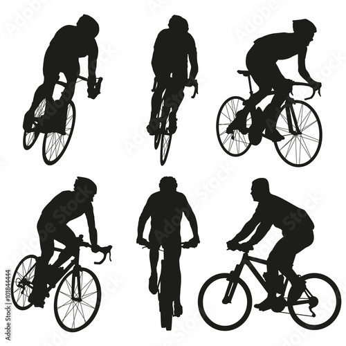 Fotografie, Obraz Cycling silhouettes, set of vector cyclist