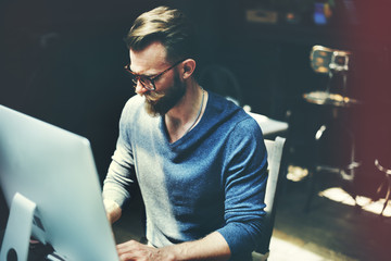 Wall Mural - businessman working online planning strategy browsing concept