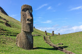 Fototapeta Góry - Moai statues in Rano Raraku Volcano, Easter Island, Chile
