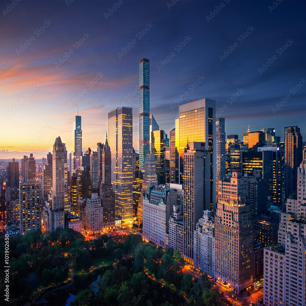 New York City Manhattan at sunrise - obrazy, fototapety, plakaty 