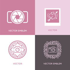 Aufkleber - Vector set of wedding photography logo design templates