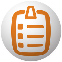 Wall Mural - Orange Checklist icon on sphere isolated on white background