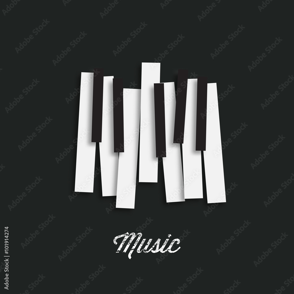 Jazz music festival, poster background template. Music piano keyboard. Can be used as poster element or icon. Vector illustration. - obrazy, fototapety, plakaty 