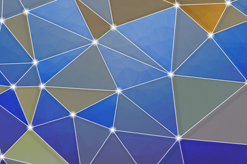 Poster - blue geometric rumpled triangular low poly origami style gradien