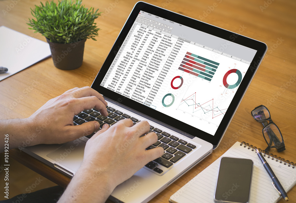 computer desktop spreadsheet Stock Photo | Adobe Stock