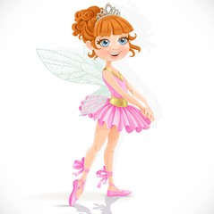 Canvas Print - Cute little fairy girl in tiara isolated on a white background