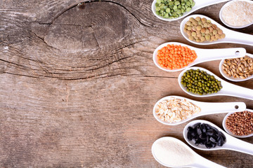 Canvas Print - Cereals in ceramic bowls