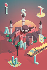 Wall Mural - 3d isometric vector illustration istanbul poster