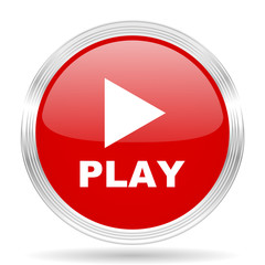 Aufkleber - play red glossy circle modern web icon