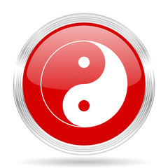 Poster - ying yang red glossy circle modern web icon