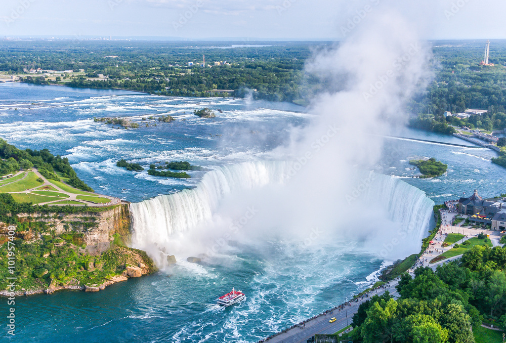 Niagara Falls Aerial View, Canadian Falls - obrazy, fototapety, plakaty 