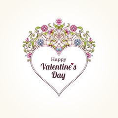 Wall Mural - Ornate vector heart. Happy Valentine's Day Illustration.