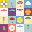 Vector umbrella icons collection, flat design